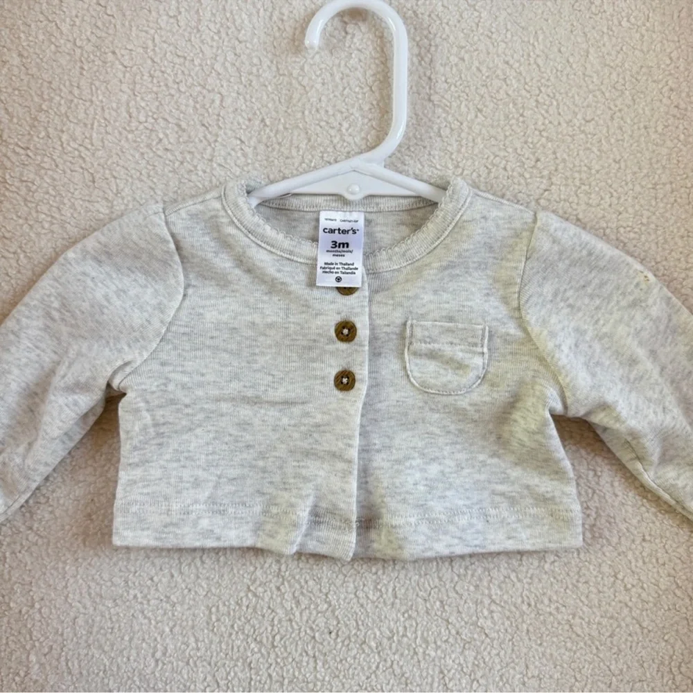 Ribbed Cream Dress and Gray Cardigan Set